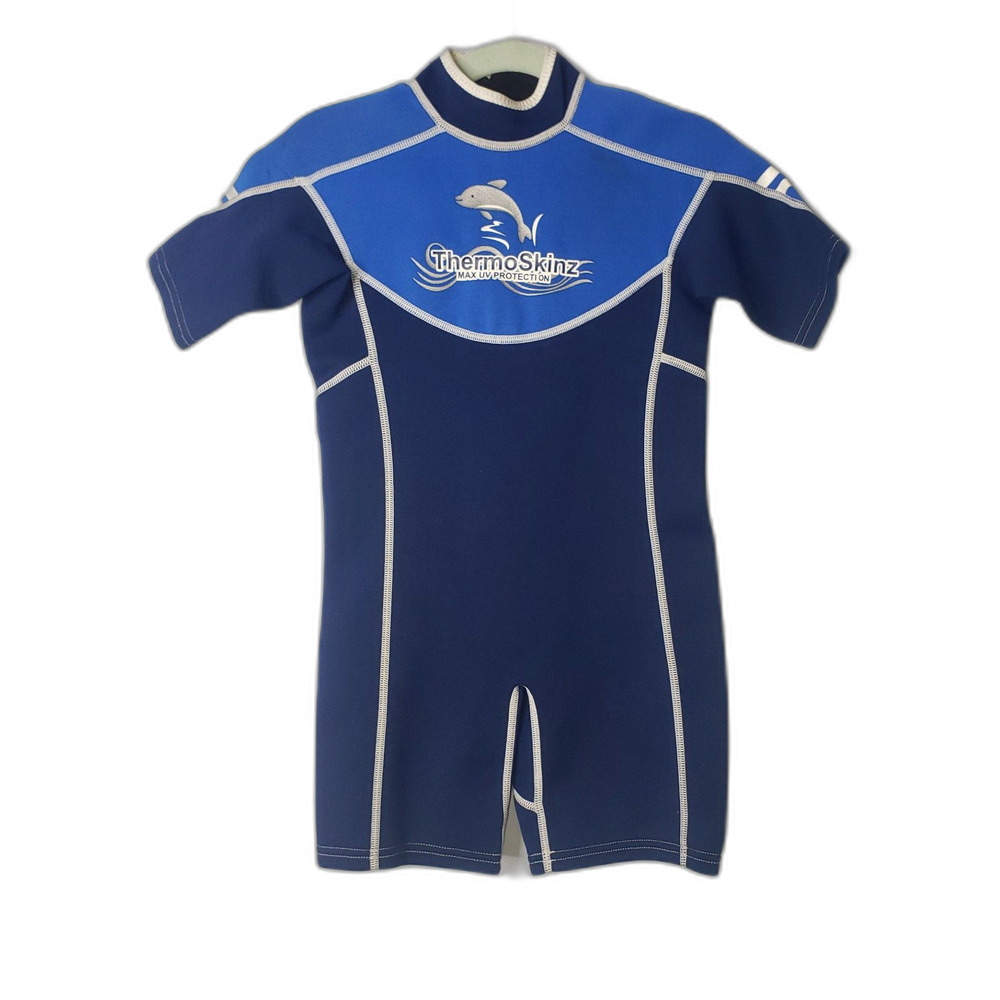 ThermoSkinz Sun Max UV Protection Zone Wetsuit Youth Kids Short Sleeve 6 Blue